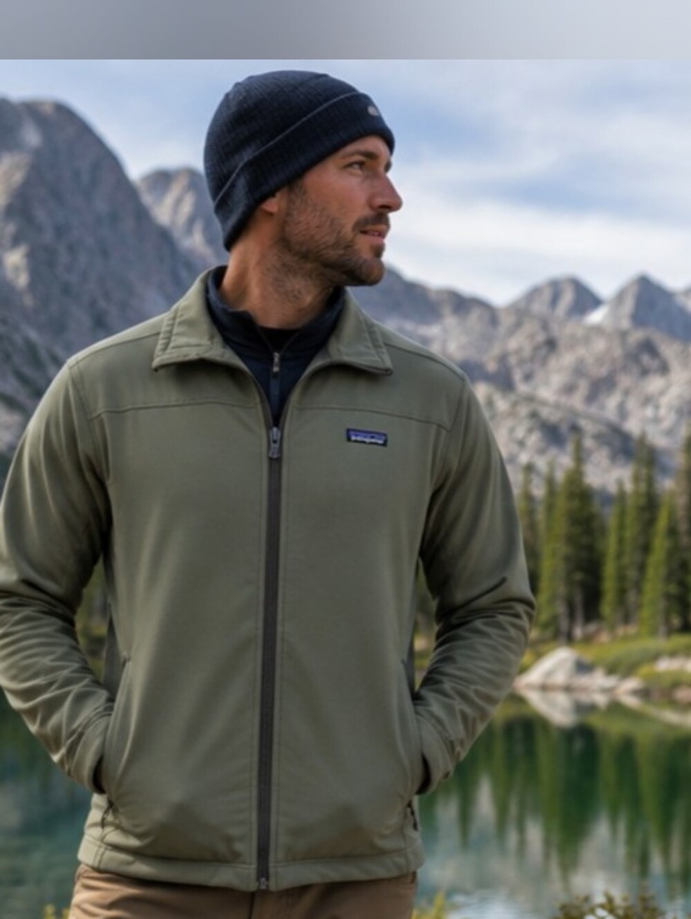 Patagonia Men's Soft Shell Fleece-Lined Jacket Olive Green Full Zip Size Large